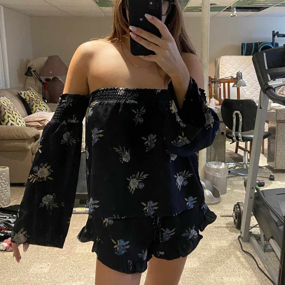 Two Piece Black Silk Set